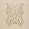 One from The Hero Suite (a suite of 8 pieces); 2001; embroidery in canvas, black leather, silver leaf on cast plastic; this piece 20 ½ x 17 ½ x 2 ¾ inches