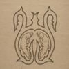 One from The Hero Suite (a suite of 8 pieces); 2001; embroidery in canvas, black leather, silver leaf on cast plastic; this piece 20 ½ x 17 ½ x 2 ¾ inches