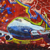 alligatorairplane; 2010; encaustic; 12 x 12 inches