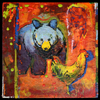 bearevlisrooster; 2010; encaustic; 11 x 11 inches