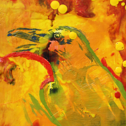 Yellowcrow; 2009; encaustic; 10 ¼ x 8 inches
